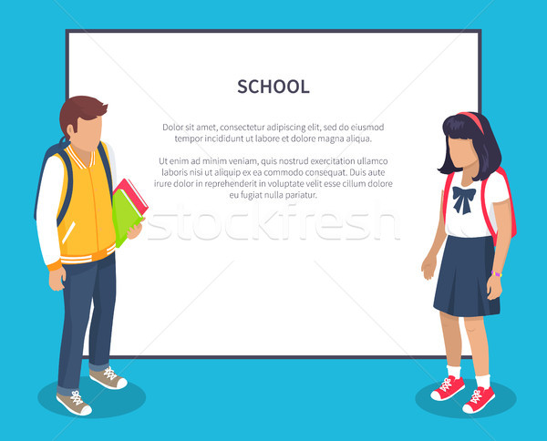 Schoolkinderen middelbare school rugzak vector illustraties Stockfoto © robuart