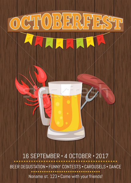 Octoberfest Poster Depicting Beer Mug and Food Stock photo © robuart