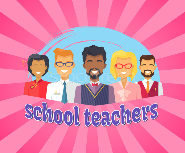 Escuela profesores brillante stand sonriendo cinco Foto stock © robuart
