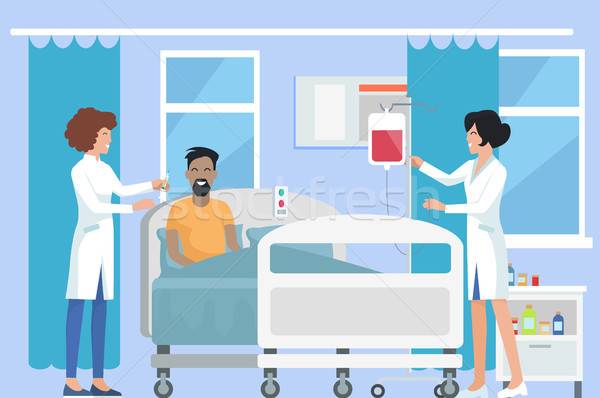Nurses Caring for Patient on Vector Illustration Stock photo © robuart