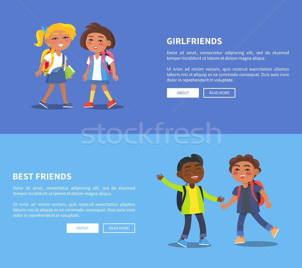 Girlfriends and Best Friends Collection of Banners Stock photo © robuart