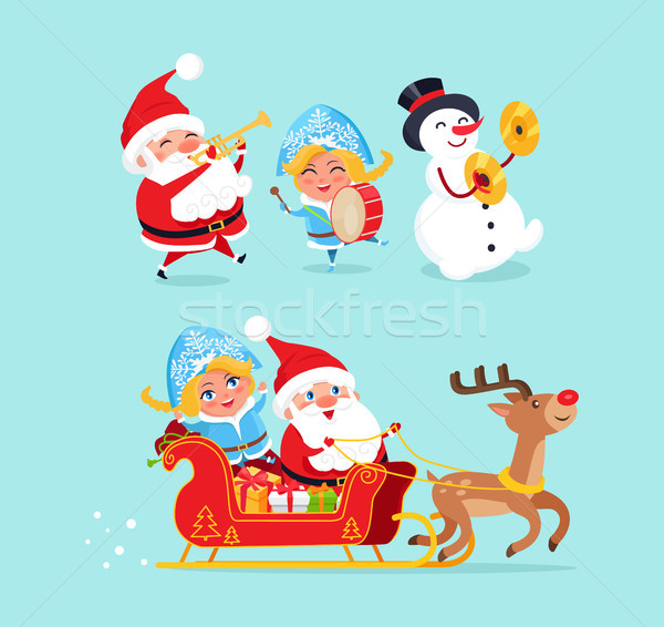 Santa Claus and Snow Maiden Vector Illustration Stock photo © robuart