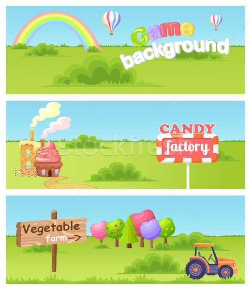 Fairy Cartoon Flat Vector Concept Landscapes Set Stock photo © robuart
