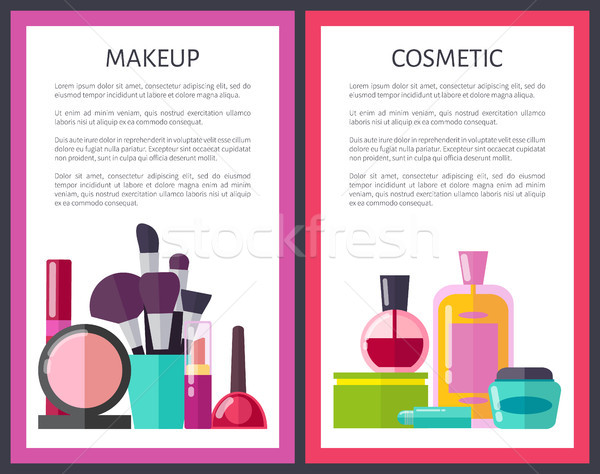 Se completează până cosmetic postere machiaj set colectie Imagine de stoc © robuart