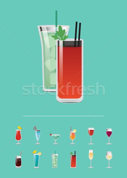 Stock photo: Set of Cocktails with Menu Great Choice of Alcohol
