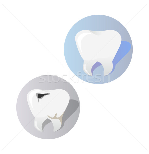 Healthy and Diseased Tooth Design Cartoon Stock photo © robuart