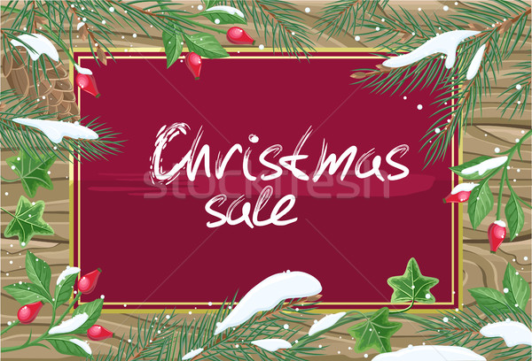 Christmas Sale Banner. Winter Poster with Plants Stock photo © robuart