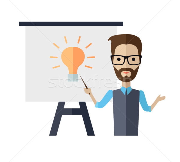 Lecturer Making a Presentation Near Whiteboard Stock photo © robuart