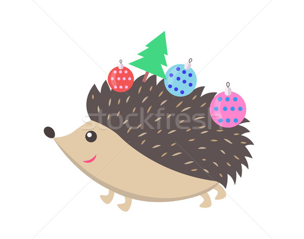 Little Happy Hedgehog Icon Vector Illustration Stock photo © robuart