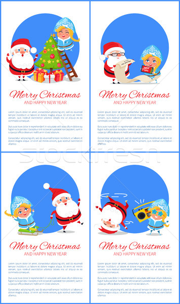 Merry Christmas Banner Santa Claus and Snow Maiden Stock photo © robuart