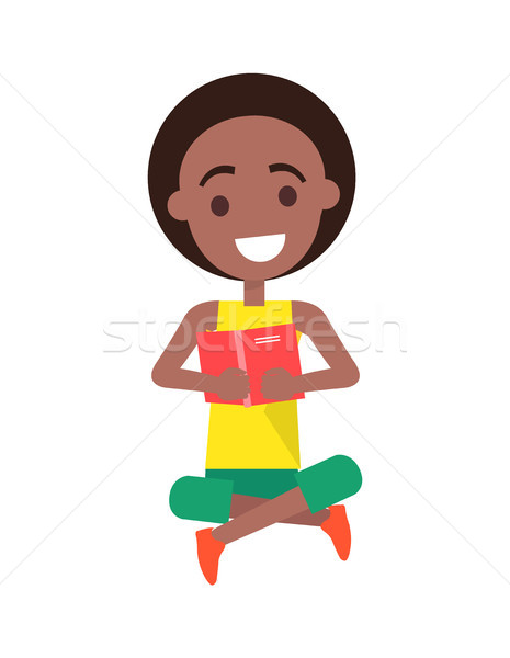 Glimlachend jongen boek geïsoleerd illustratie Stockfoto © robuart