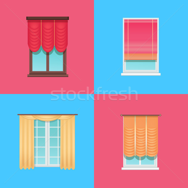 Foto d'archivio: Set · interni · colorato · Windows · modelli · luminoso