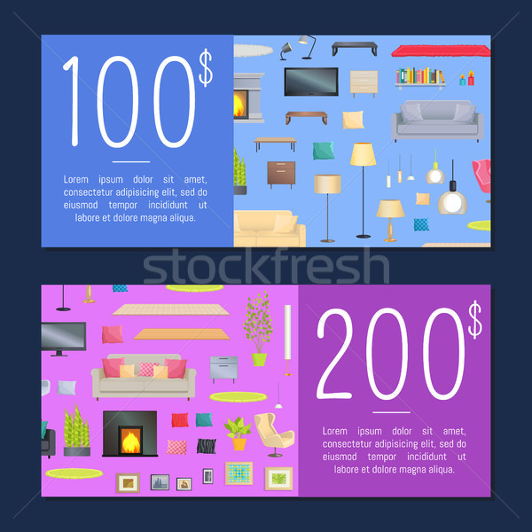 Coupons 100 dollar ingesteld kaarten tekst Stockfoto © robuart