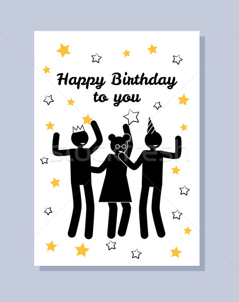 Happy Birthday you Greeting Poster Dancing People Stock photo © robuart