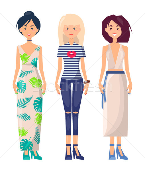 Three Casual Girls in Different Summer Clothing Stock photo © robuart