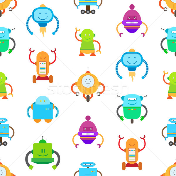 Robots and Seamless Pattern Vector Illustration Stock photo © robuart