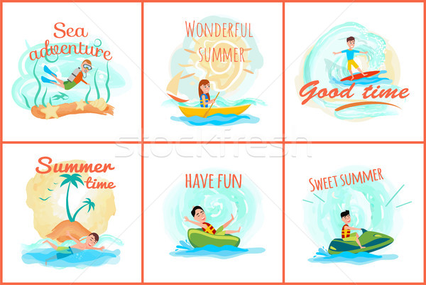 Sea Adventure and Summer Set Vector Illustration Stock photo © robuart