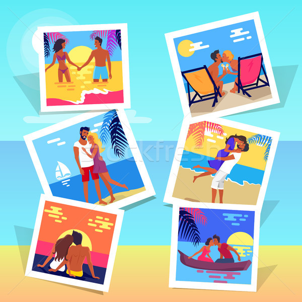 Photos of Happy couples on Vacation at Seaside Stock photo © robuart