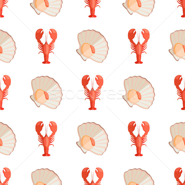 Crayfish and Shell Pattern Vector Illustration Stock photo © robuart