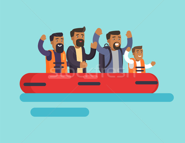 Human on Boat for Safety, Vector Illustration Stock photo © robuart