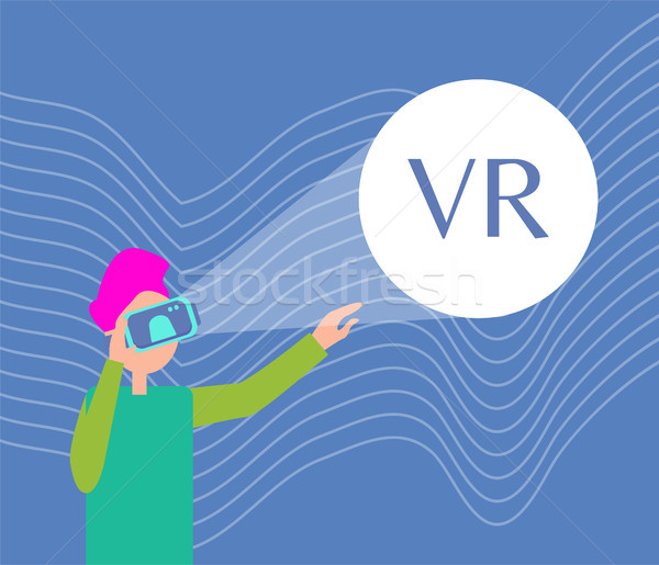 Férfi virtuális valóság szemüveg felfedez új Stock fotó © robuart