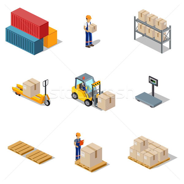 Icon 3d Isometric Process of the Warehouse Stock photo © robuart