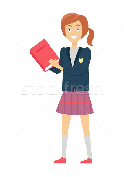 Schoolgirl with Book Isolated Character Stock photo © robuart