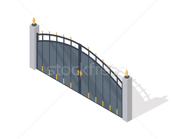 Metal Gate Vector Icon In Isometric Projection Stock photo © robuart