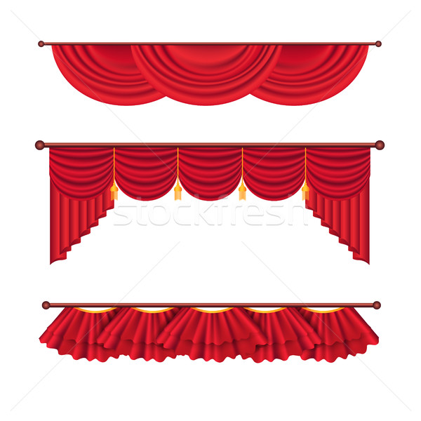 Wide Red Drapes and Lambrequins Vector Set Stock photo © robuart