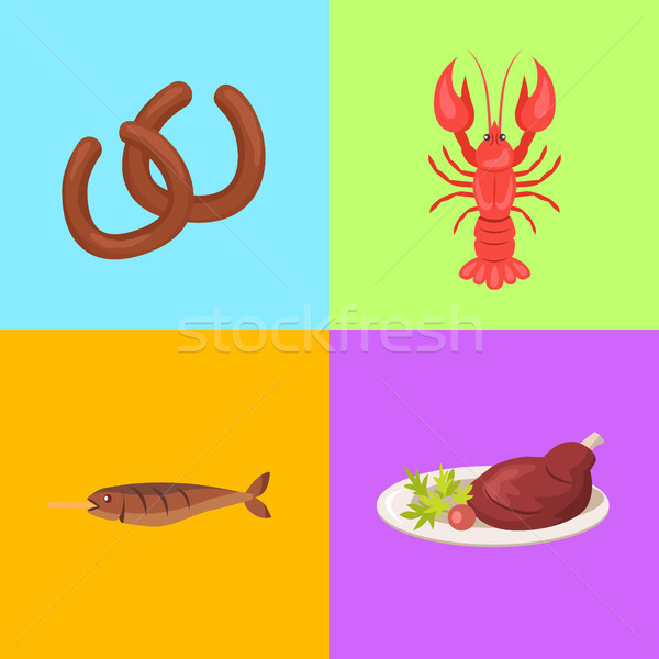 Four Pictures Concerning Food Vector Illustration Stock photo © robuart