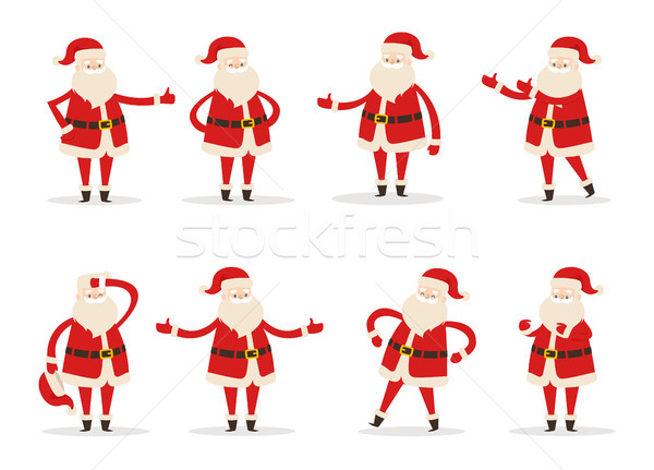 Set of Santa Clauses in Different Pose Vector Icon Stock photo © robuart