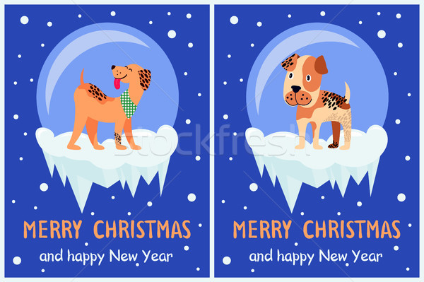 Merry Christmas and Happy New Year Doggy Congrats Stock photo © robuart