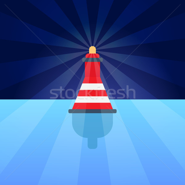 Single Bout on Bright Blue Water, Colorful Poster Stock photo © robuart