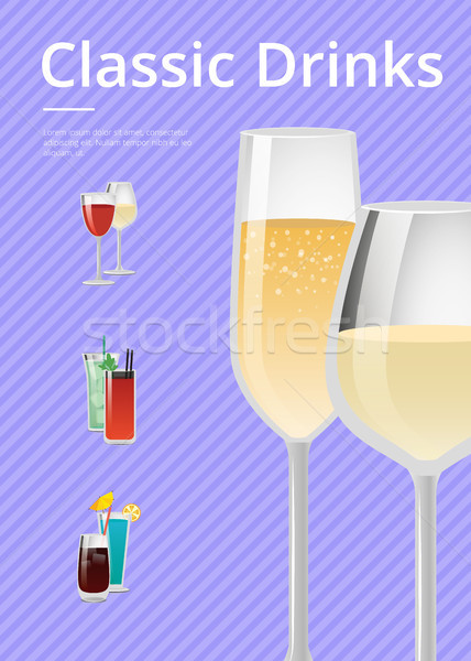 Klasyczny napojów szampana ogłoszenie plakat kieliszek Zdjęcia stock © robuart