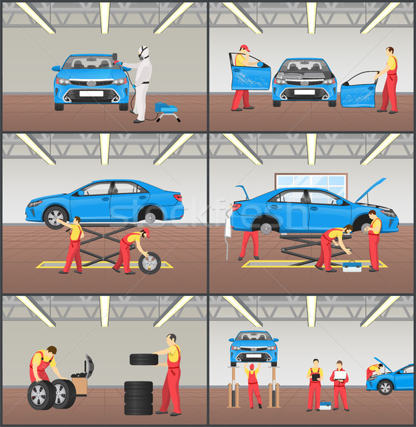 Car Service Steps Collection Vector Illustration Stock photo © robuart