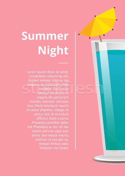 Stock photo: Summer Night Cocktail Party Promo Poster with Drink