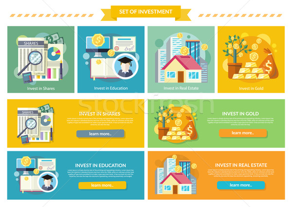 Stock photo: Set Concept Investment Flat Style