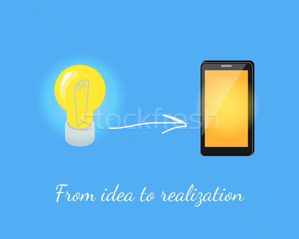 Realizare idee lampă de succes punerea in aplicare Imagine de stoc © robuart