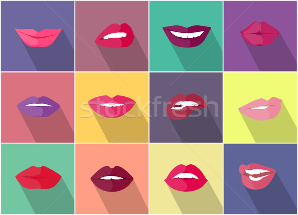 Set of Lips with Expression Emotions Stock photo © robuart