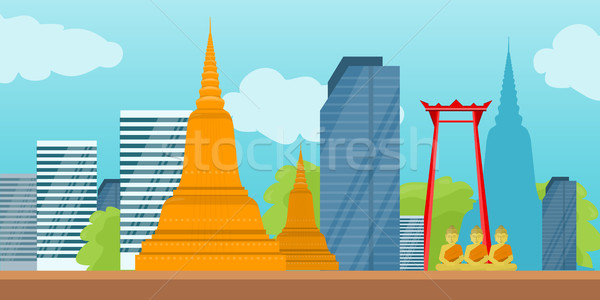 Bangkok Detailed Banner. Symbols of Thailand. Stock photo © robuart