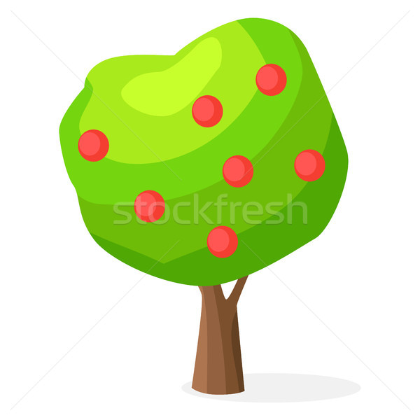 Luxuriant Green Apple-tree with Red Round Fruits Stock photo © robuart