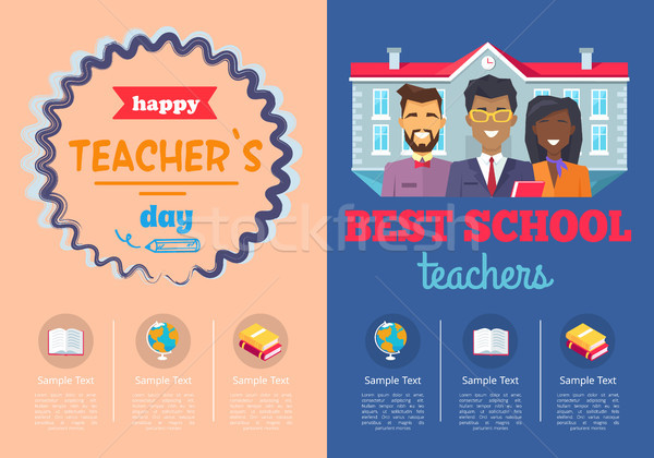 School Theme Set of Posters Vector Illustration Stock photo © robuart