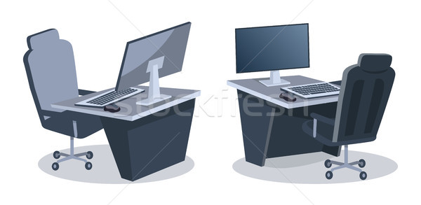 Two Desks With Computers Vector Illustration Stock photo © robuart