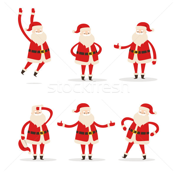 Set of Santa Clauses in Different Pose Vector Icon Stock photo © robuart