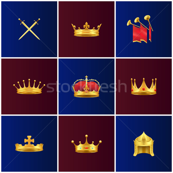 Królewski złota średniowiecznej zestaw formularza Zdjęcia stock © robuart