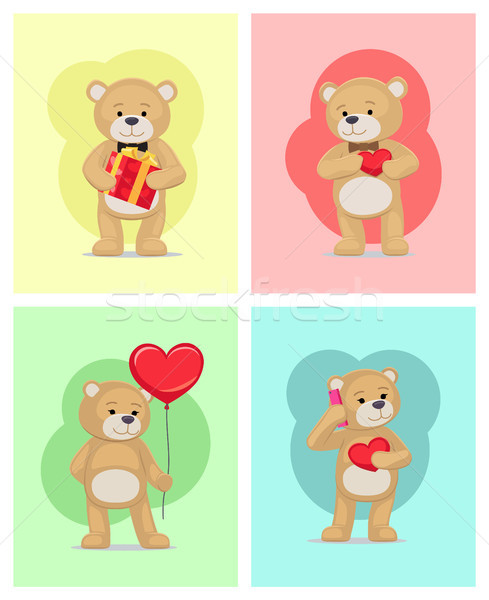 愛 我 泰迪熊 向量 心臟 簽署 商業照片 © robuart
