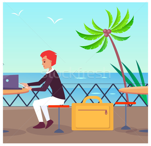Stock photo: Business Travelling at Port Vector Illustration
