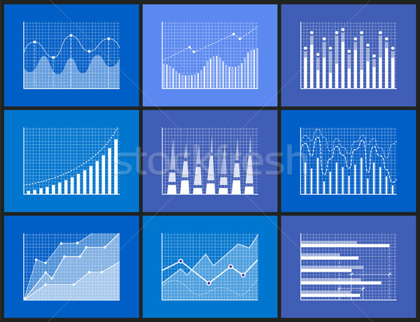 Statistical and Analytical Monochrome Graphics Set Stock photo © robuart