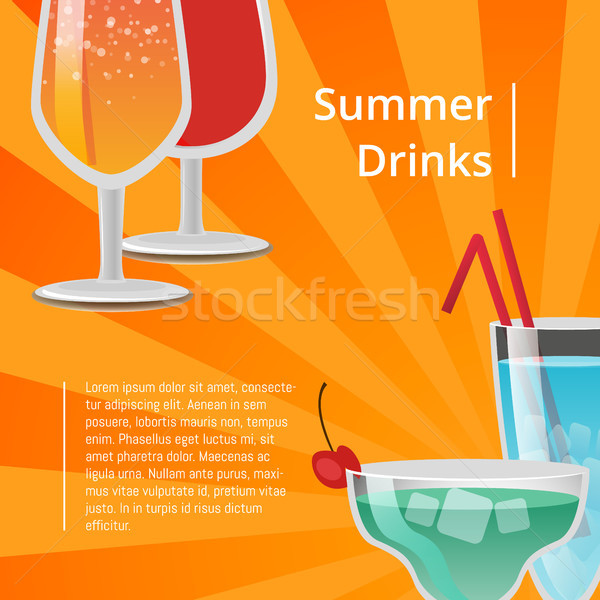 Summer Drinks Poster Fresh Summertime Cocktails Stock photo © robuart
