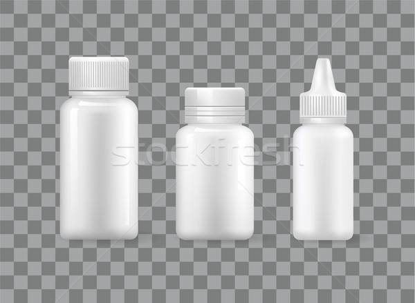 Tabletta üvegek szett spray konténer izolált Stock fotó © robuart